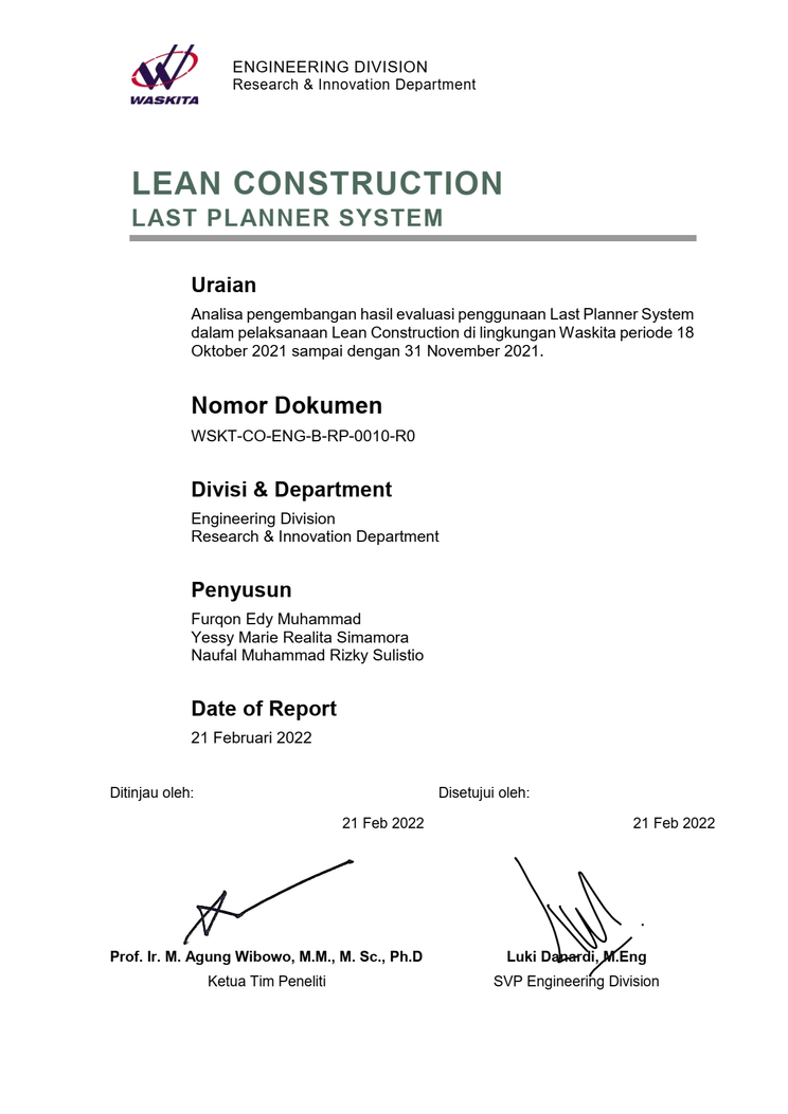 Lean Construction Last Planner System (LPS) Implementation